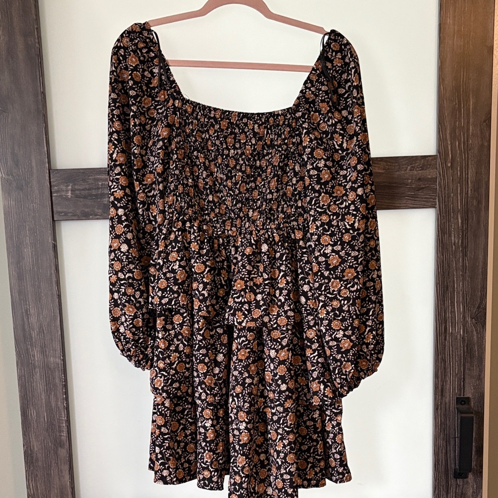 Blu Pepper Black and Orange Floral Dress
